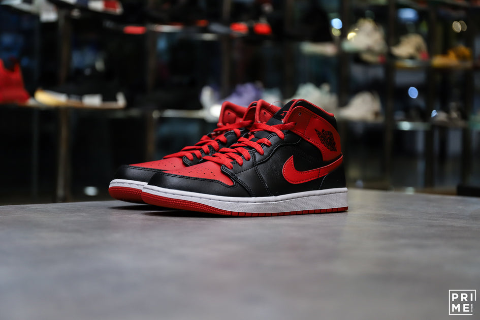 Nike Air Jordan 1 MID BLACK/ GYM RED - WHITE (BQ6472-079