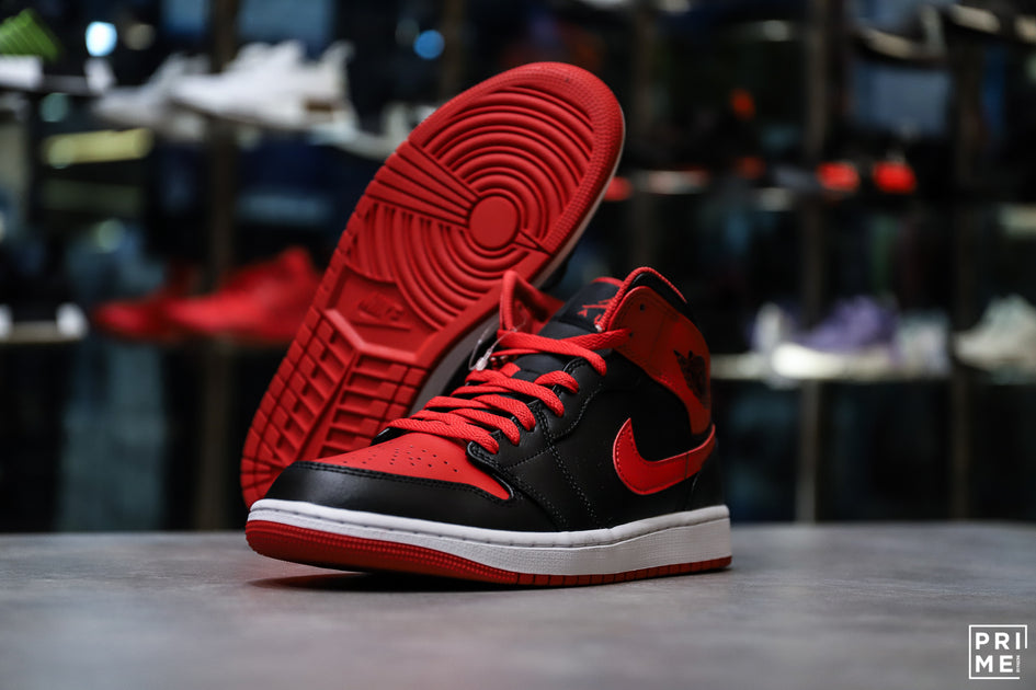 Nike Air Jordan 1 MID BLACK/ GYM RED - WHITE (BQ6472-079) – Prime