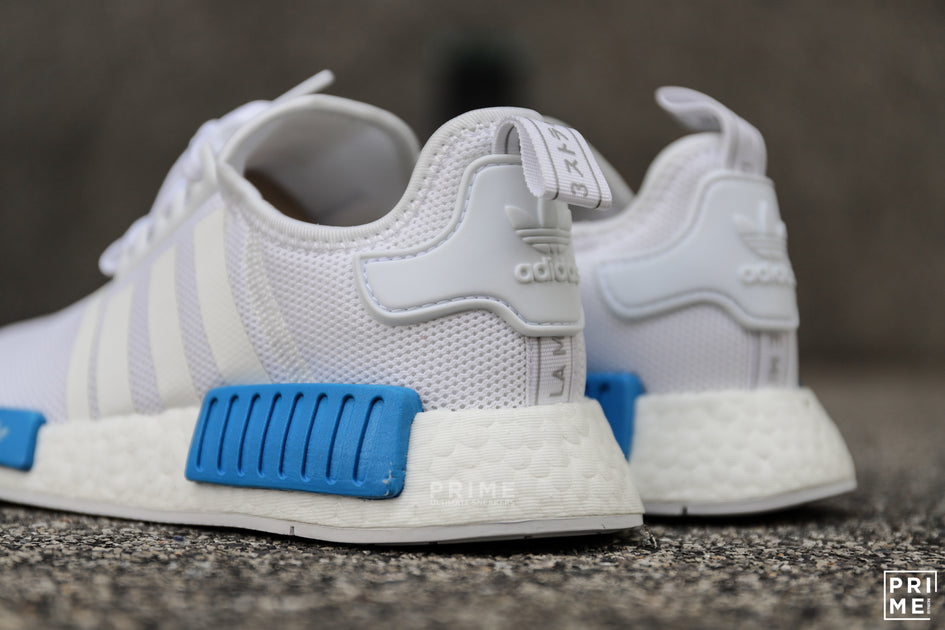 White and blue nmd fashion