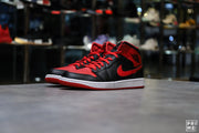 Nike Air Jordan 1 MID  BLACK/ GYM RED - WHITE (BQ6472-079)