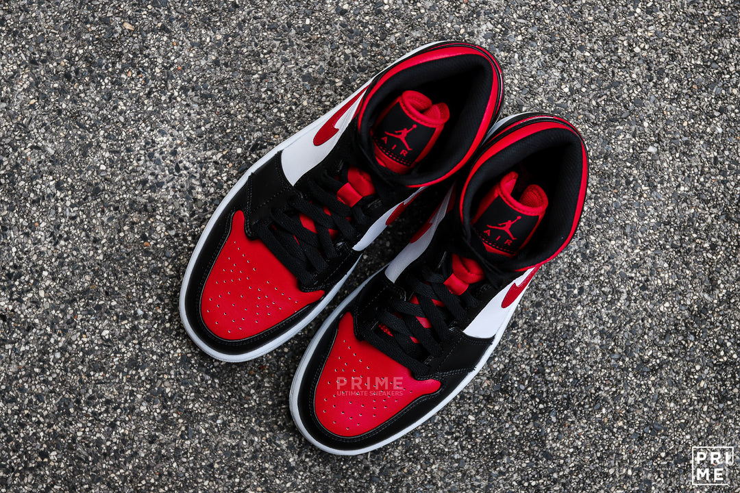 Nike Air Jordan 1 MID Bred Toe Black / Fire Red White  display picture 1
